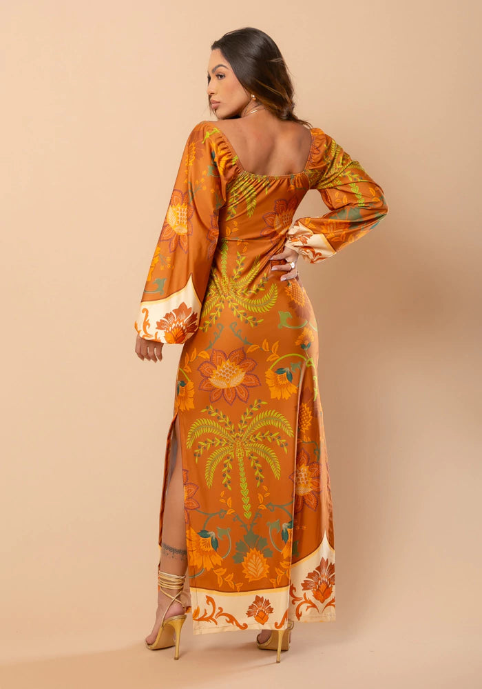 Vestido Celeste Manga Comprida