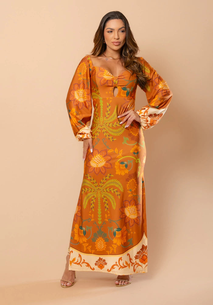 Vestido Celeste Manga Comprida